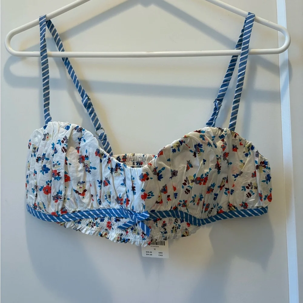 ANTHROPOLOGIE LYREBIRD PRINTED COTTON BRA SIZE MED‎